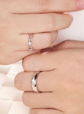 活口戒指纯银莫桑石简约