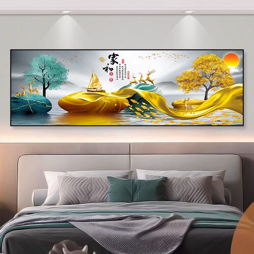 卧室床头装饰画2025新款贴画自粘客厅房间主卧民宿背景墙壁画贴纸 - 图3