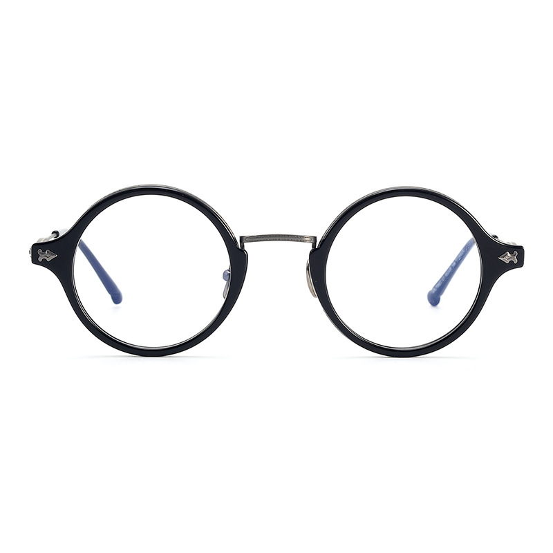 匠心手造新款RLT-5927板材纯钛日本设计师圆框时尚男女近视眼镜框-图3