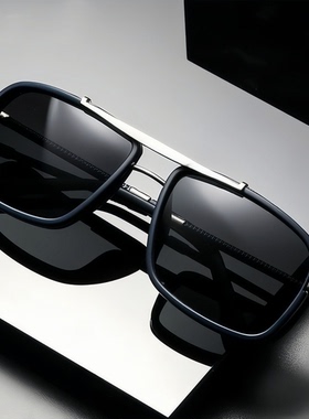 匠心潮流新款宽边双梁太阳镜男士复古方形遮阳高档偏光墨镜欧美风