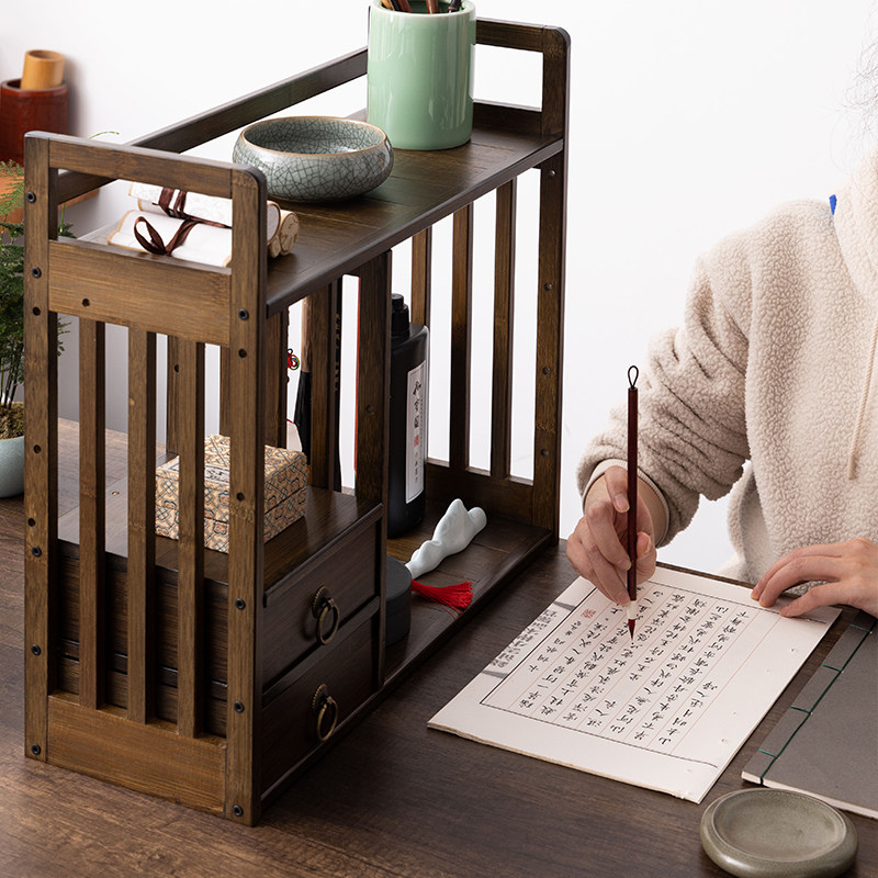 御宝阁楠竹毛笔架收纳架创意收纳盒 御宝阁文房四宝