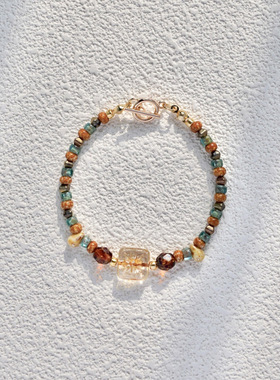 新款国潮复古宝石手链敦煌配色复古串珠小众精致2025新款潮女手串