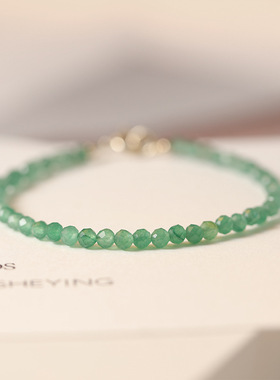 天然东陵玉手链女3mm切面珠国潮转运珠极细水晶手串复古中式手饰