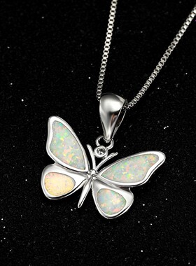 新款跨境热卖韩版白金澳宝蝴蝶项链女吊坠简约个性百搭锁骨链