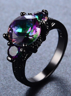 炫彩圆钻锆石现货戒指新品