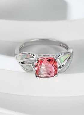 新款跨境SHEIN欧美时尚戒指夸张豪华复古澳宝+碧玺热卖戒指