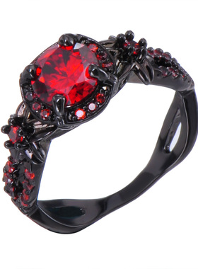 新品爆款配饰品女戒指男指环黑金镶锆石戒指手饰工厂直销现货