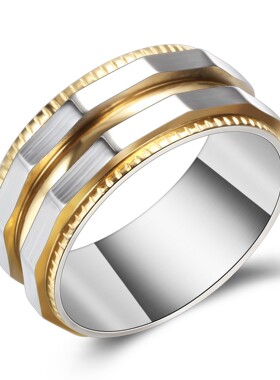 新款欧美潮流个性不规则8mm刺边不锈钢钛钢戒指百搭不锈钢戒指男