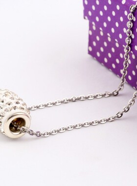 新款欧美时尚个性满钻椭圆型不锈钢女式项链镶钻吊坠项链厂家