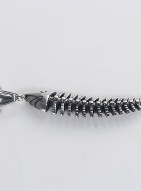 新款亚马逊欧美个性创意复古鱼骨头骷髅鱼骨架钛钢项链女