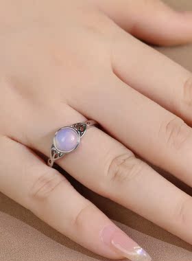 新款跨境时尚通勤白金半圆边镂空戒指厂家