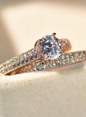 新款微镶套戒仿真钻石求婚戒指 欧美时尚订婚宴会指环