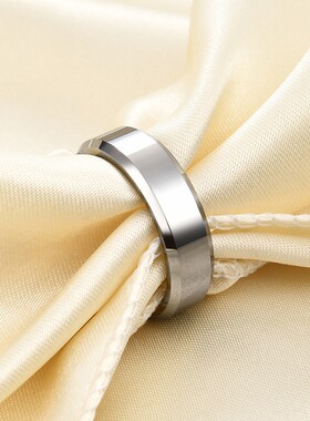 新款欧美跨境6MM 8MM双斜边三色钨钢光面戒指简约百搭戒指环