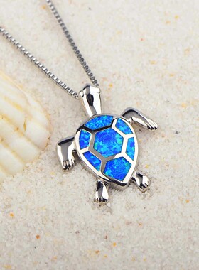 新款 欧美时尚饰品蓝澳宝乌龟项链乌龟吊坠毛衣链欧珀项链