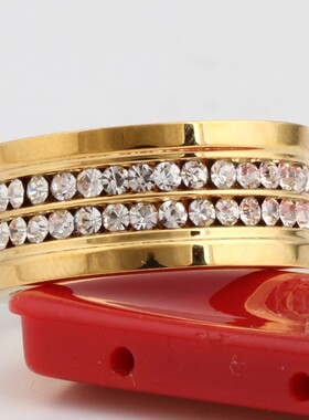 新款厂家 欧美简约个性10MM镶钻两排不锈钢戒指时尚百搭钛钢指环