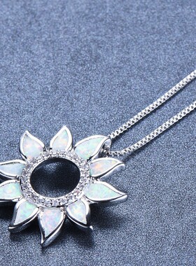 新款不掉色毛衣链太阳花澳宝吊坠项链女ins网红风百搭锁骨链