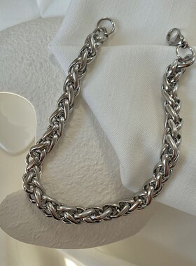 新款欧美跨境ins热卖8MM不锈钢花篮链男时尚钛钢百搭粗手链个性女