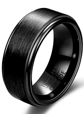 新款欧美跨境4 6 8MM拉丝哑光钨钢不锈钢戒指简约时尚钨金女