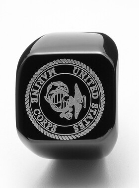 新款欧美钛钢光面戒指可印Logo不锈钢18MM方形美国海军陆战队戒指