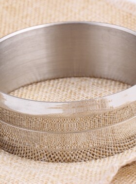 新款跨境热卖ins时尚简约双凹纹抛光复古304不锈钢手镯 厂家