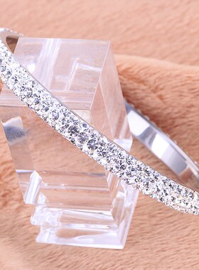 新款厂家欧美不锈钢简约时尚12MM三排捷克钻陶泥气质百搭手镯