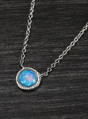 白金欧泊圆圈锁骨链新品