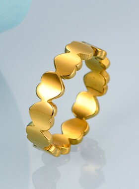 新款欧美简约ins爱心相反个性18K金情侣学生不锈钢戒指指环热卖女