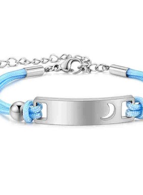 新款欧美跨境亚马逊8MM编织绳儿童弯牌镂空爱心DIY刻字手链女