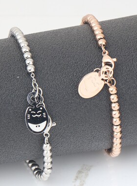 新款欧美跨境热卖ins3MM猫咪钛钢圆形吊牌光面可激光Logo刻字