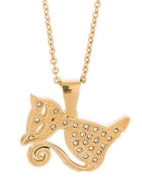 新款厂家 欧美ins气质呆萌猫咪304不锈钢钛钢项链耳环套装热卖女