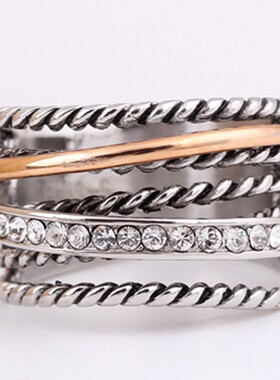 新款欧美时尚复古古典流金岁月系列个性钛钢女士戒指指环厂家