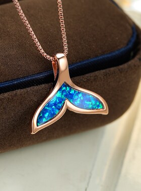 新款亚马逊欧美时尚澳宝鱼尾巴项链女式简约个性轻奢百搭款锁骨链