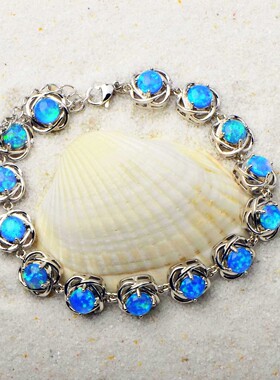 新款Opal澳宝夏威蛋型手链澳宝花朵手链时尚饰品镶进口欧泊