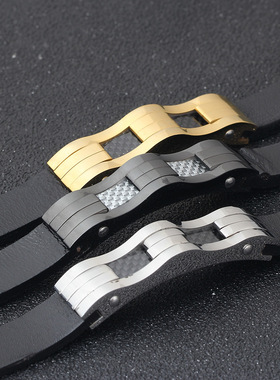 欧美风黑色钛钢男士手链热卖现货