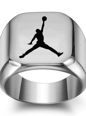 新款欧美ins运动潮男个性钛钢篮球指环扣篮304不锈钢男士戒指简约