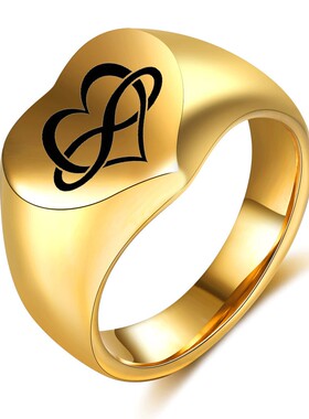 新款欧美跨境热卖个性18K金穿越时空扭纹爱心12MM不锈钢情侣戒指