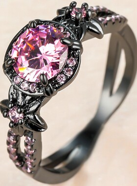 新款跨境暗黑黑金镶钻群镶满钻戒指指环镶澳宝戒指 欧美