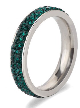 新款厂家 欧美简约个性4MM两排镶钻多色钛钢戒指 学生不锈钢指环