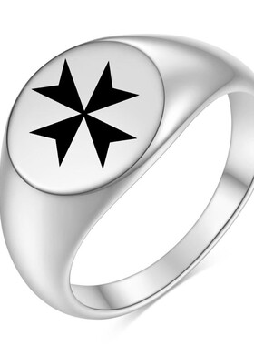 新款欧美不锈钢圆形光面12mm戒指简约十字三角金三色指环女士戒指