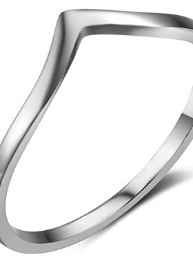 新款亚马逊热卖欧美创意5MM不锈钢四色几何弧度戒指简约时尚戒指