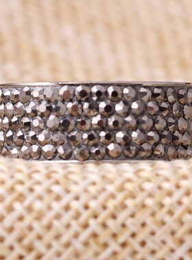 新款蓝黑灰三色戒指8MM 5排钻欧美时尚满钻戒指学生个性百搭配饰