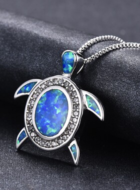 新款跨境欧美S925可爱乌龟微镶钻女式项链气质百搭锁骨链