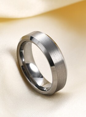 新款欧美跨境ins4 6 8mm光面钨钢拉丝不锈钢情侣百搭时尚戒指