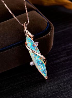 白金欧泊马眼项链新品