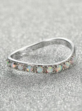 新款跨境SHEINTemu爆款欧美时尚戒指豪华复古澳宝弯曲