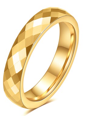 新款跨境欧美ins钨钢4MM 6MM切面多边菱形情侣钨钢戒指指环女