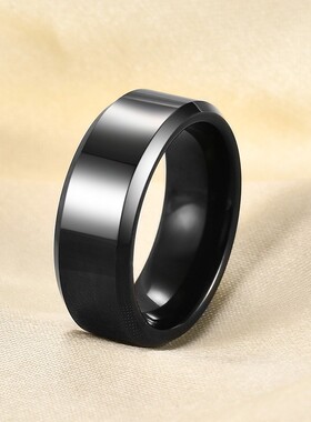 简约百搭欧美68MM双斜边钛钢戒