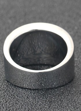 新款跨境热卖欧美ins复古朋克风钛钢14MM不锈钢透明玻璃男士戒指