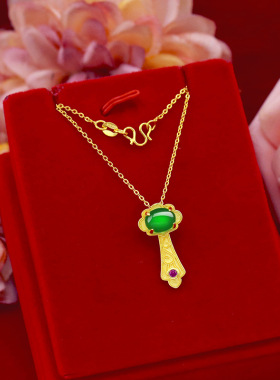 日韩风如意现货金镶玉吊坠