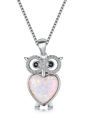 新款亚马逊 白金澳宝猫头鹰项链 精美可爱吊坠